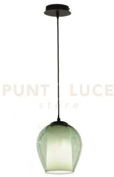 Sospensione bonnie 1 vetro verde 1 luce attacco e27 d.20cm h.24cm