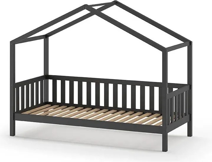 Letto per bambini in legno di pino antracite 90x200 cm DALLAS - Vipack