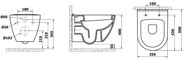 Creavit - WC sospeso PAULA ceramica/bianco
