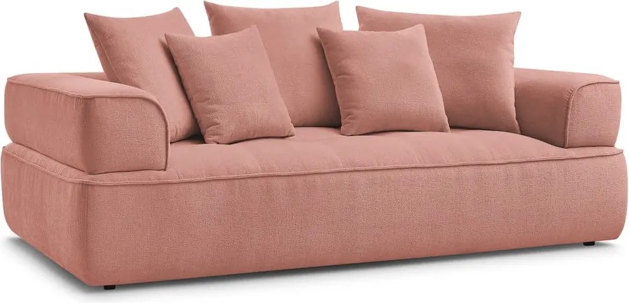 Divano rosa con rivestimento in ciniglia 237 cm Whesley – Bobochic Paris
