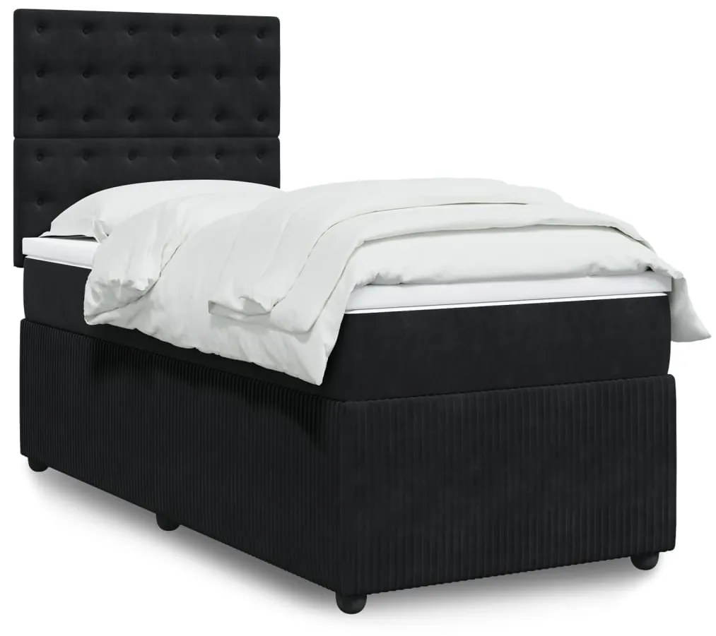 Giroletto A Molle Con Materasso Nero 90x200 Cm İn Velluto /