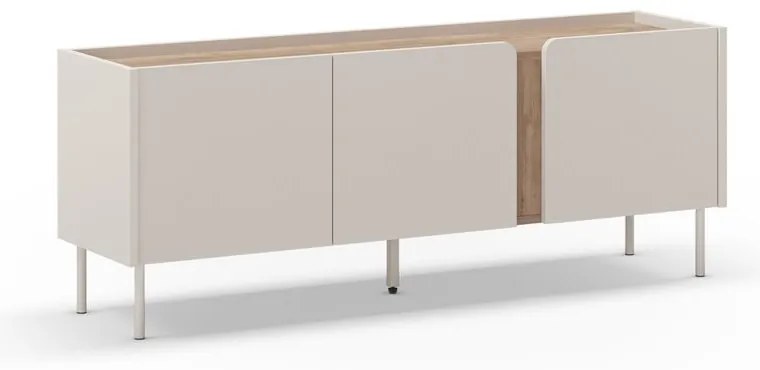 Mobile TV effetto rovere in colore crema-naturale 140x53x35 cm Lucile - Marckeric