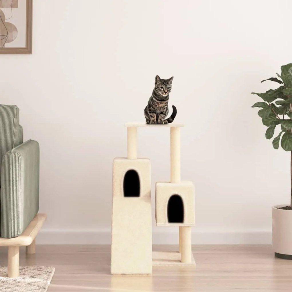 Albero per gatti con tiragraffi in sisal crema 82 cm