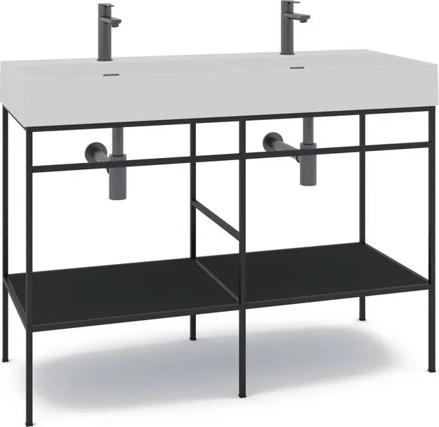 Mobile bagno da terra con lavabo L 120 x H 89 x P 45.5 cm nero per doppia vasca Outline