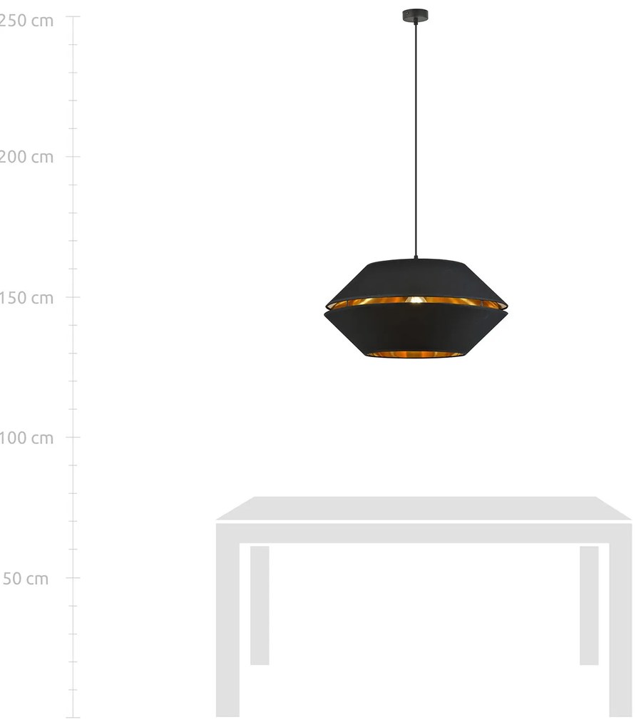 Sospensione Contemporanea 1 Luce Bellerofonte In Metallo Nero E Oro