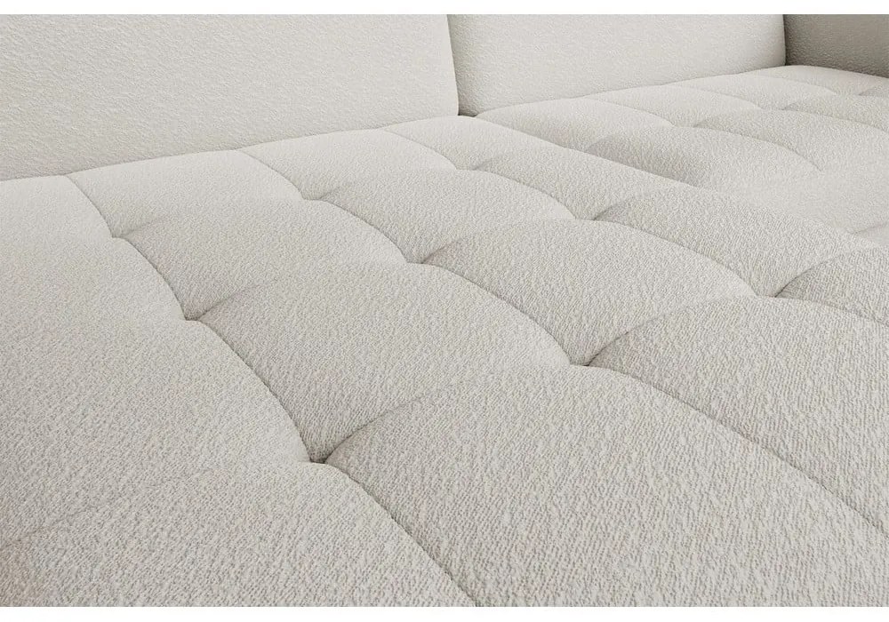 Divano angolare color crema allungabile/con contenitore (con penisola a sinistra/con chaise lounge) e rivestimento in bouclé Gomsi – ELTAP