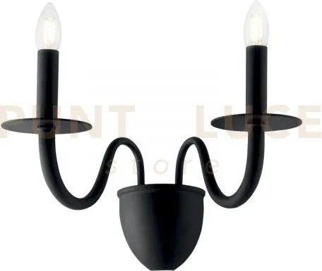 Applique a parete armstrong nera 2 luci attacco e14 45x26x36cm in m...