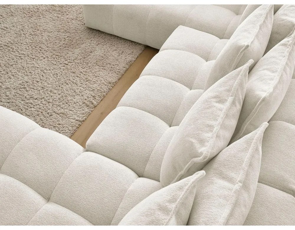 Divano angolare bianco allungabile e con contenitore (penisola a sinistra/a U) con rivestimento in ciniglia Everest – Bobochic Paris