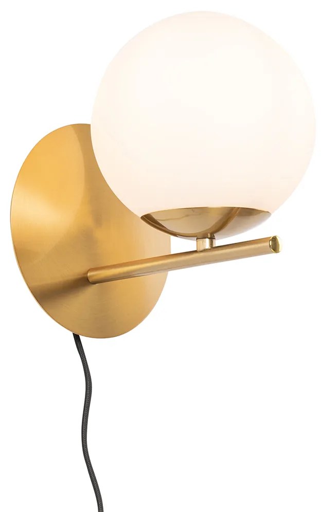 Applique da parete Art Déco oro e vetro opalino - Flore