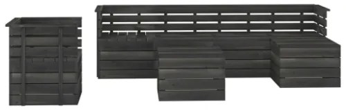 Set Divani da Giardino su Pallet 7 pz Legno Pino Grigio Scuro