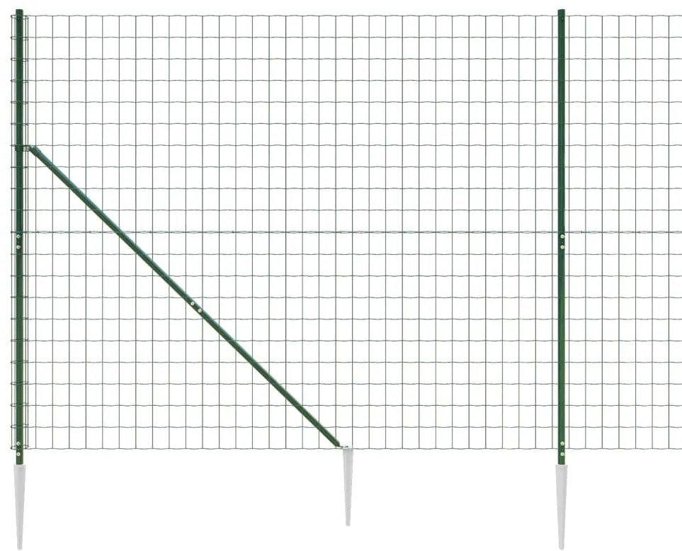 Recinzione Metallica con Picchetti Ancoraggio Verde 1,4x10 m