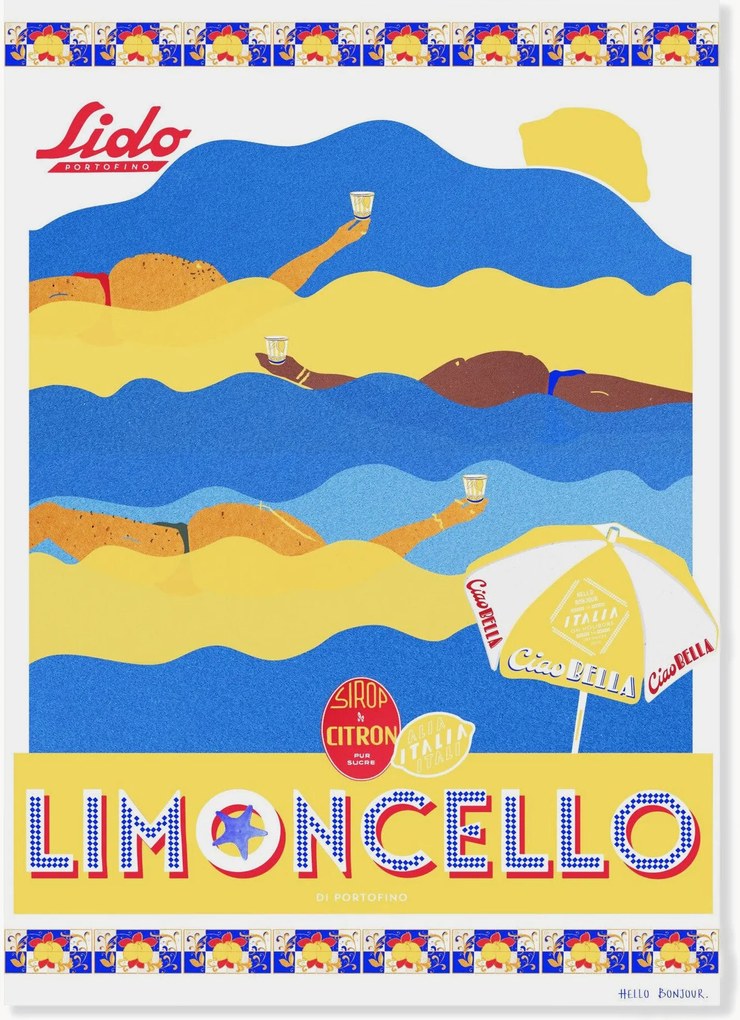 Poster Hello Bonjour - En Vacances Limoncello