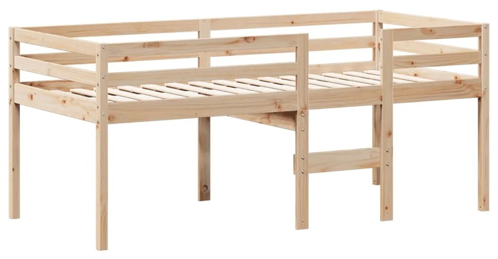 Letto a soppalco con tetto 75x190 cm in legno massello di pino