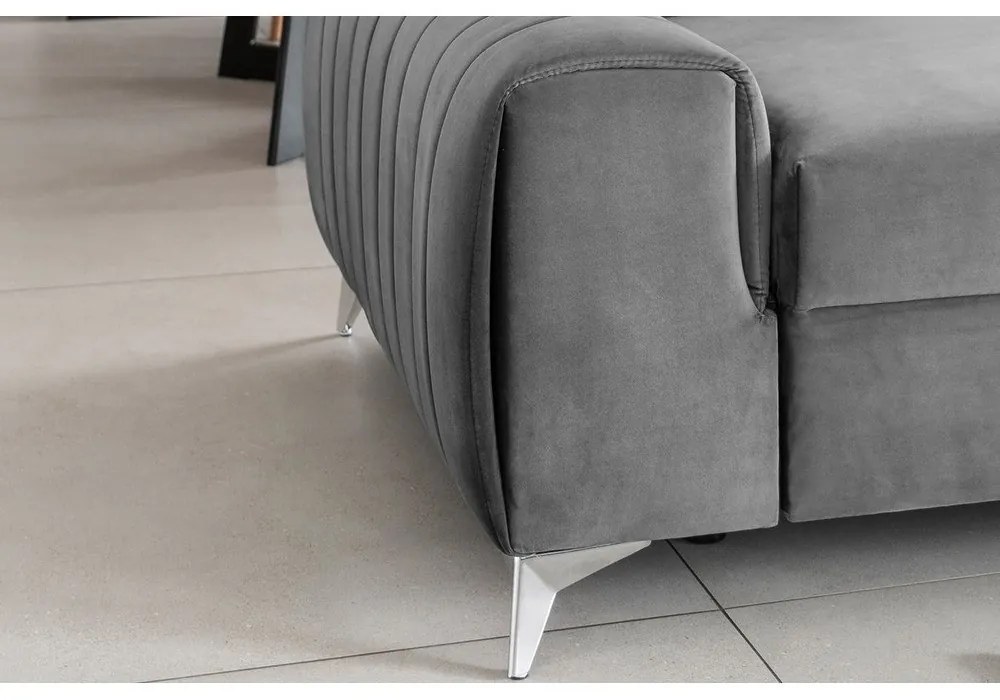 Divano grigio chiaro allungabile e rivestimento in velluto 261 cm Laurence – ELTAP