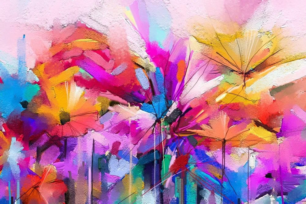 Quadro su tela – Fiori astratti colorati