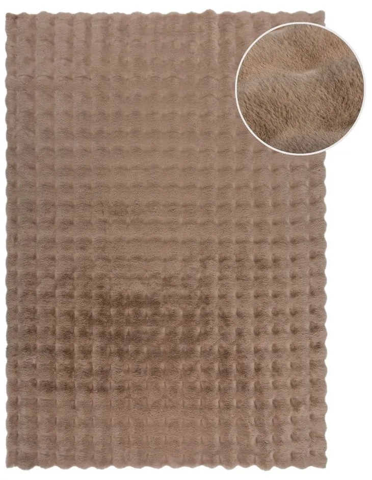 Tappeto in pelliccia sintetica marrone 180x290 cm Waffle Faux Fur - Flair Rugs
