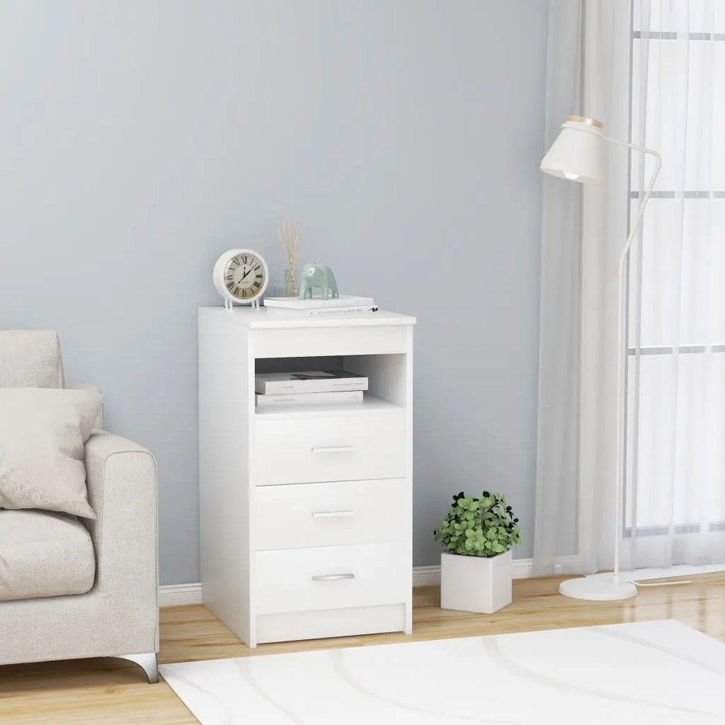 Cassettiera Bianca 40x50x76 Cm İn Legno Multistrato /