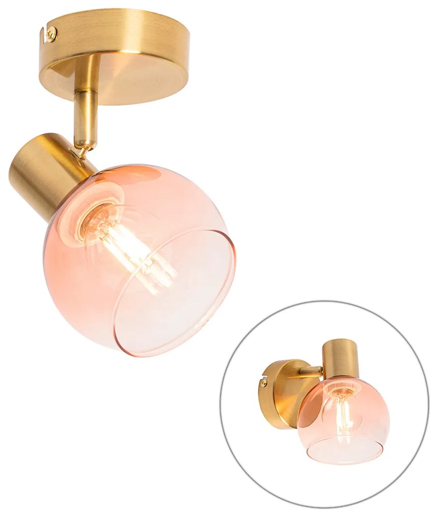 Faretto Art Déco oro con vetro rosa - VIDRO