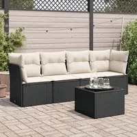 Set Divani da Giardino 5 pz con Cuscini in Polyrattan Nero 3217236