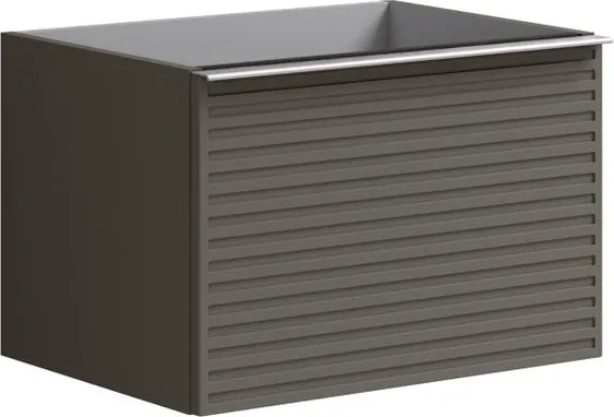 Mobile da bagno sospeso sotto lavabo Pixel stripes 2 cassetti L 60 x H 40 x P 45.5 cm grigio laccato opaco, con maniglia alluminio brillante