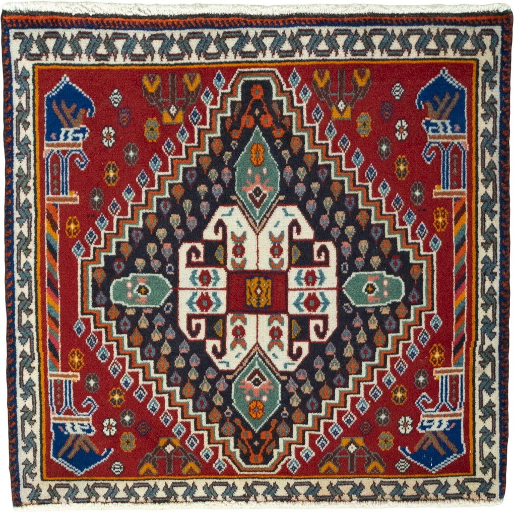 Shiraz Tappeto persiano 60 x 70 Rosso (Iran) Annodato A Mano