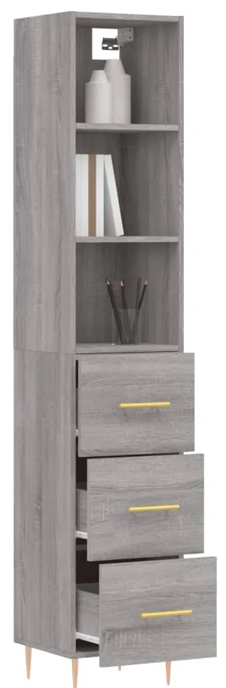 Credenza Grigio Sonoma 34,5x34x180 cm in Legno Multistrato