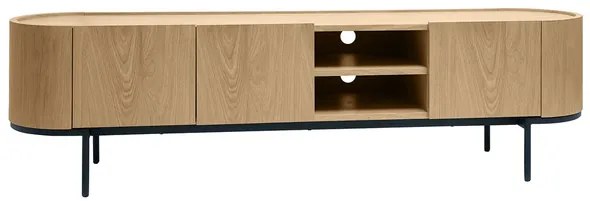 Mobile TV design legno chiaro e metallo nero con scomparti L180 cm SKYE