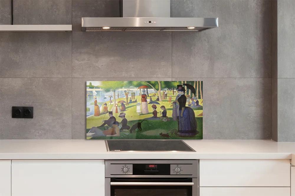 Pannello paraschizzi cucina Domenica pomeriggio sull'isola di Grande Jatte - Georges Seurat 100x50 cm