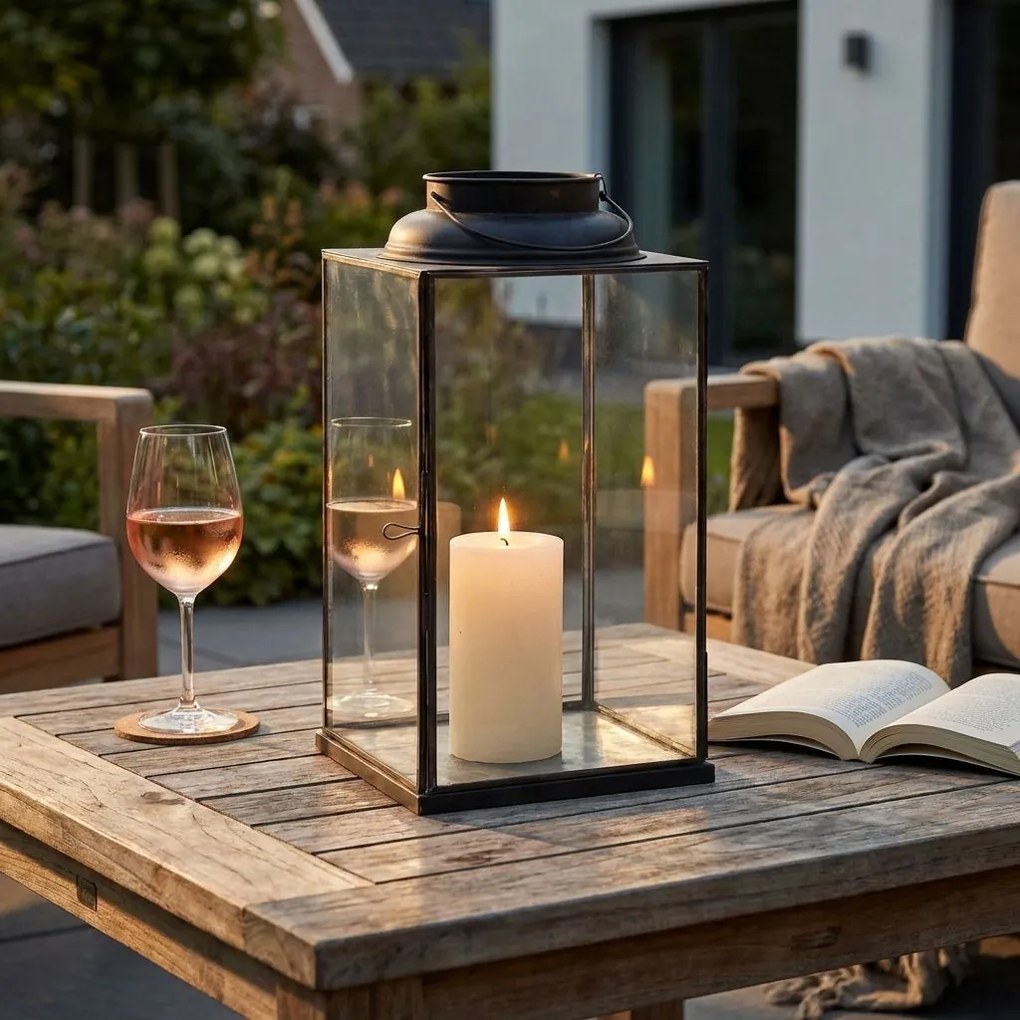 CAROLINE - lanterna in vetro e acciaio