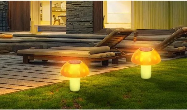 Aigostar - Lampada LED solare LED/0,024W/1,2V 200 mAh 2700K IP44 fungo porcino