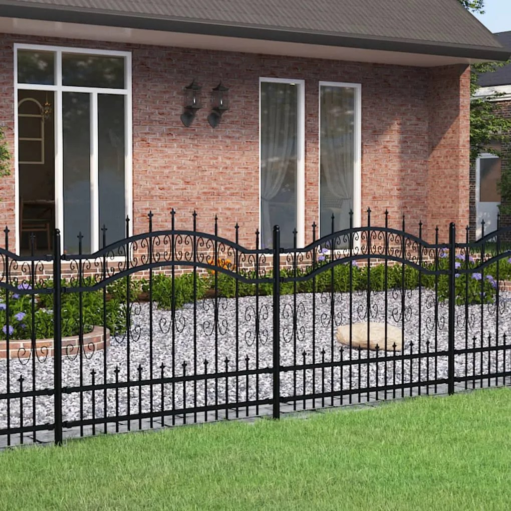 Recinzione Da Giardino Con Punta A Lancia Nera 140cm Acciaio /