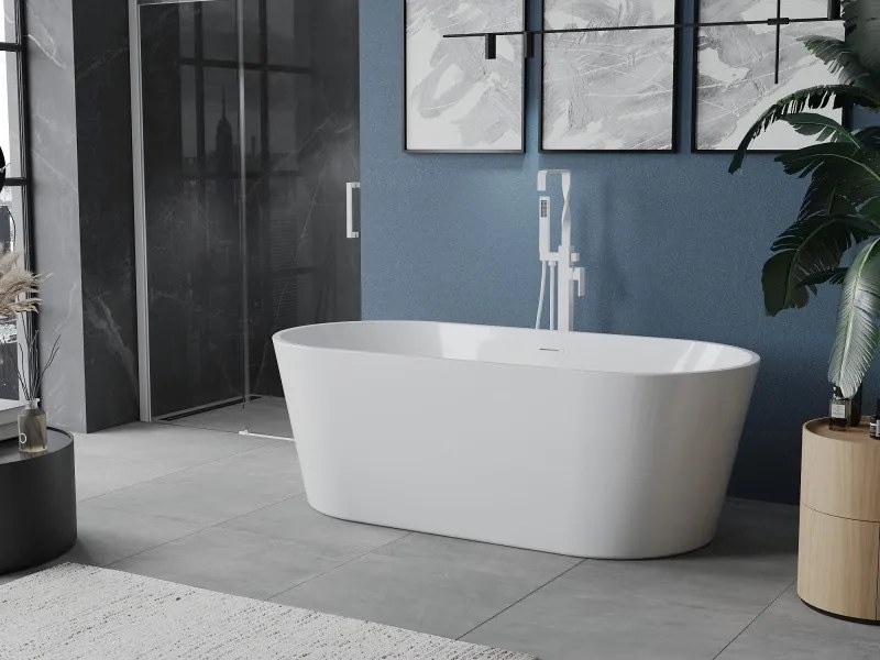 Mexen Luna vasca da bagno freestanding 140 x 75 cm, bianca, troppopieno bianco - 52031407500-20