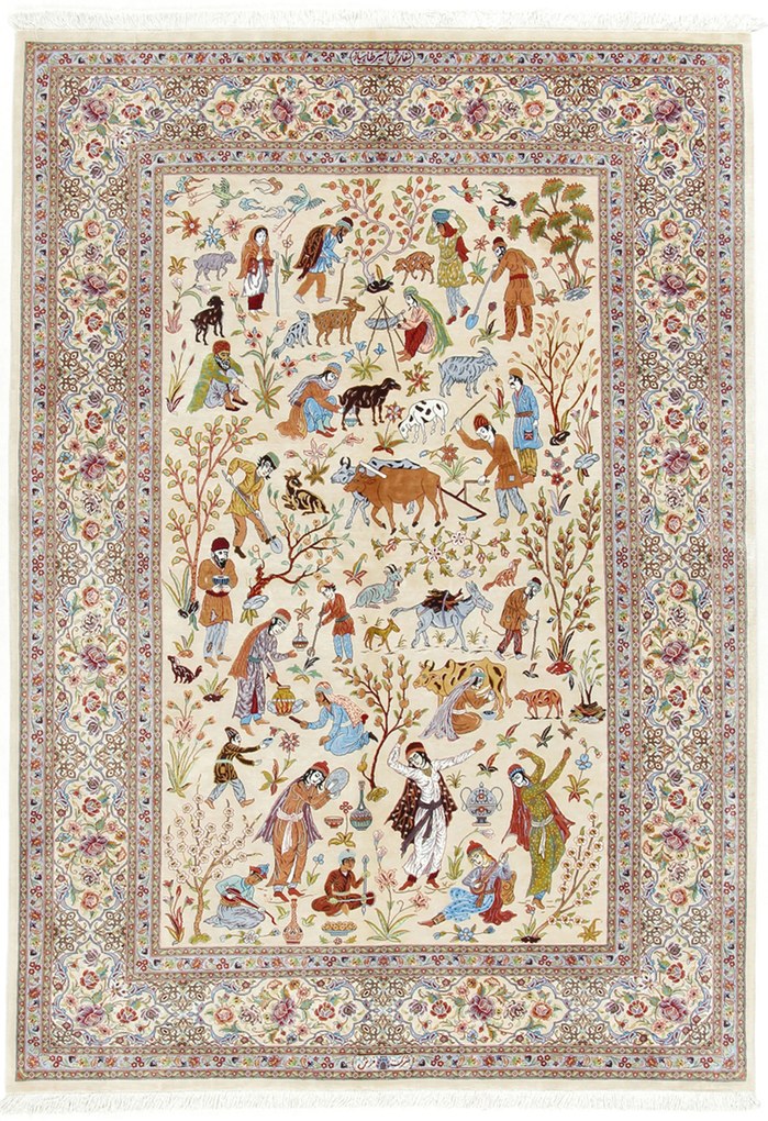 Ghom Tappeto 150x230 (Iran) Annodato A Mano