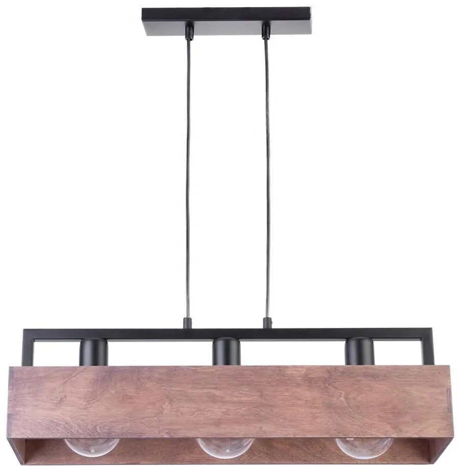 Lampadario a sospensione con filo DAKOTA 3xE27/60W/230V legno/nero