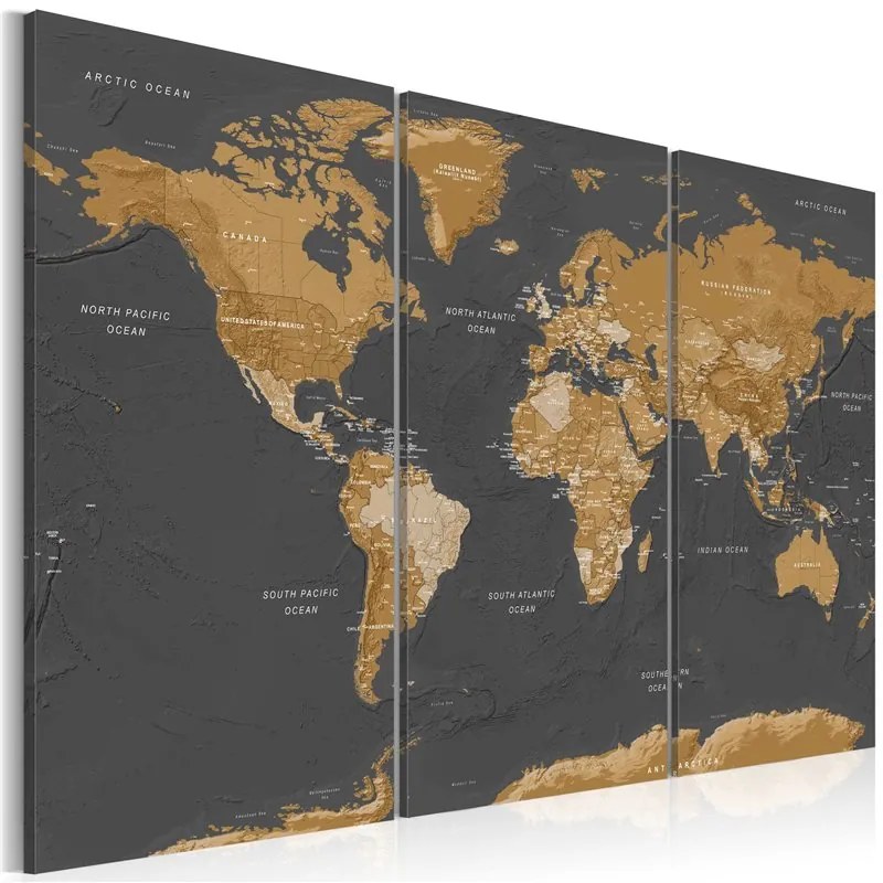 Quadro World Map  Modern Aesthetics  Colore Marrone, Dimensioni e Misure 90x60