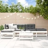 Set Divani da Giardino 6pz con Cuscini in Legno Massello Bianco 3185900