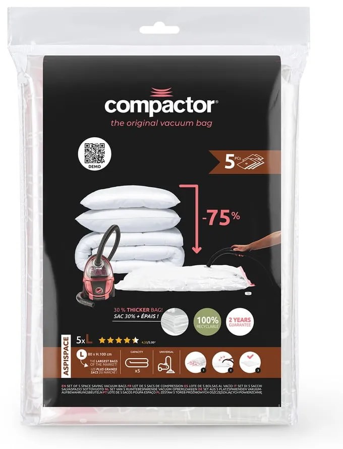 Sacchetti per il vuoto in set da 5 pezzi Vacuum L - Compactor
