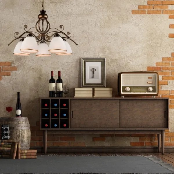 Lampadario a catena RETRO II 5xE27/60W/230V, nero patinato