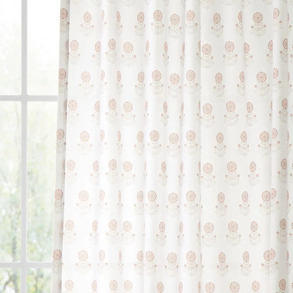 Tenda sottile bianca 140x183 cm Woodblock Floral – Pineapple Elephant