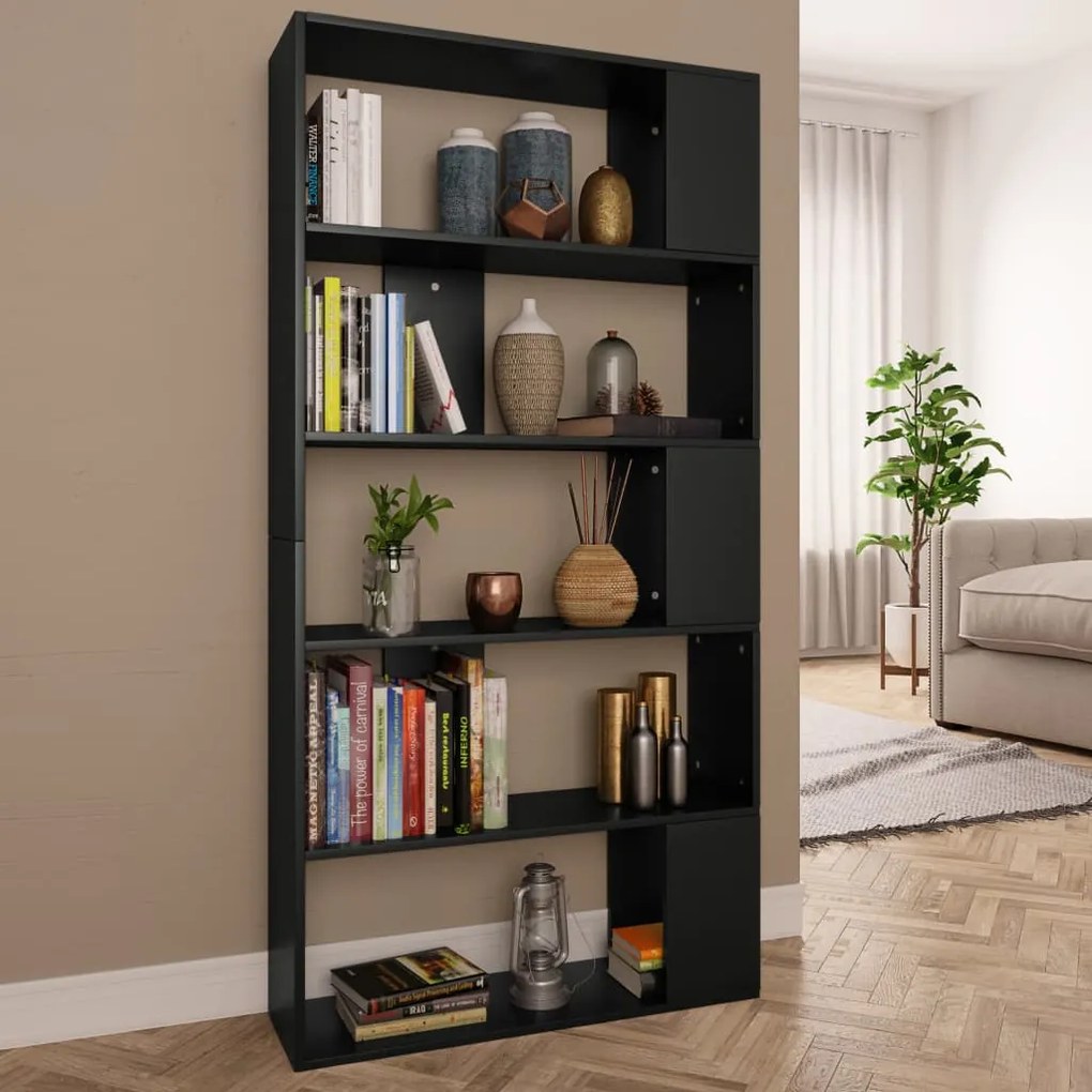 Libreria/divisorio nero 80x24x159 cm in truciolato