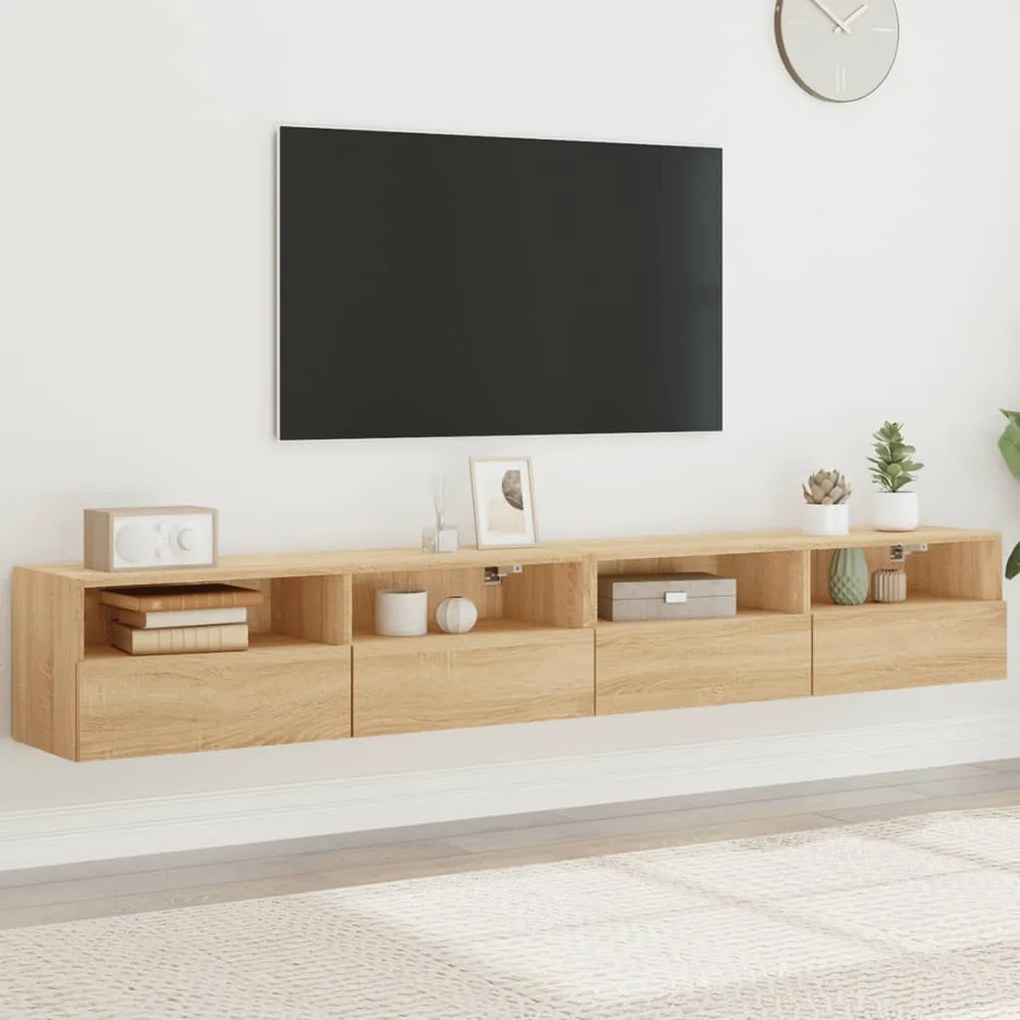 Mobili tv muro 2pz rovere sonoma 100x30x30 cm legno multistrato