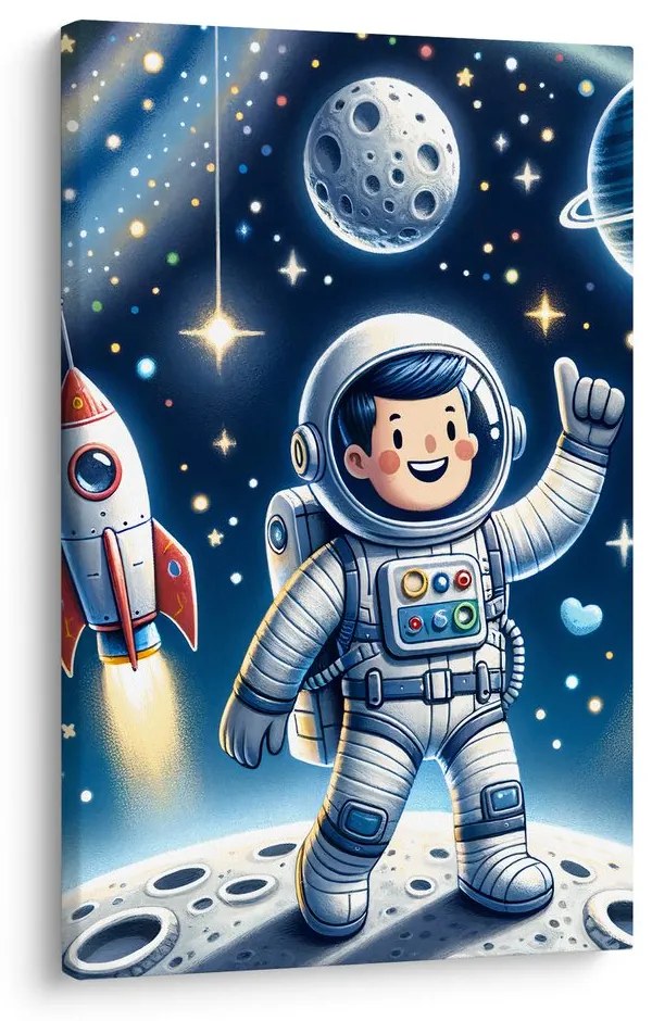 Quadro su tela – Sogni spaziali di un piccolo esploratore