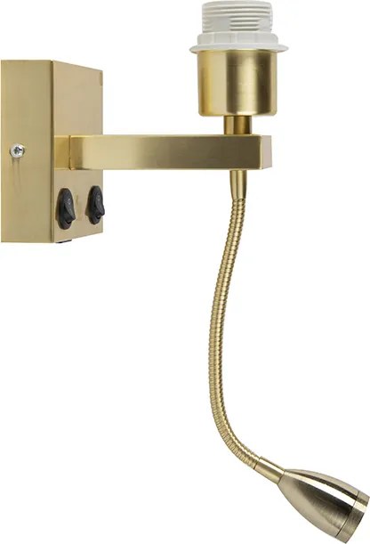 Applique Art Déco oro con USB e braccio flessibile - Brescia Combi