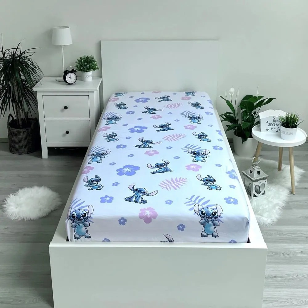 Lenzuolo con angoli per bambini in cotone per letto singolo 90x200 cm Lilo and Stitch – Jerry Fabrics