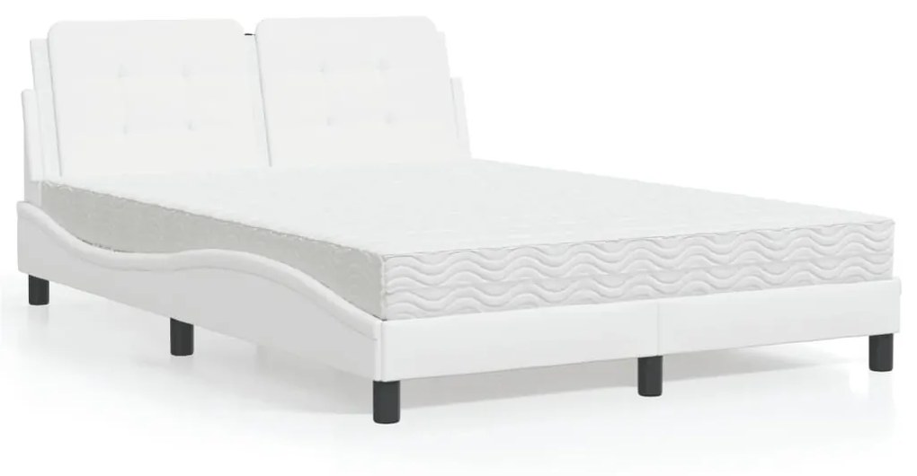 Letto Con Materasso Bianco 140x200 Cm İn Similpelle /