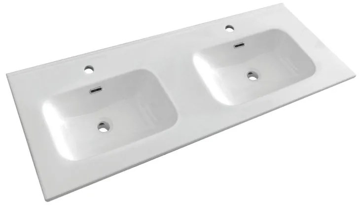 Lavabo a incasso rettangolare L 121 x H 17.5 x P 47 cm in ceramica bianco lucido
