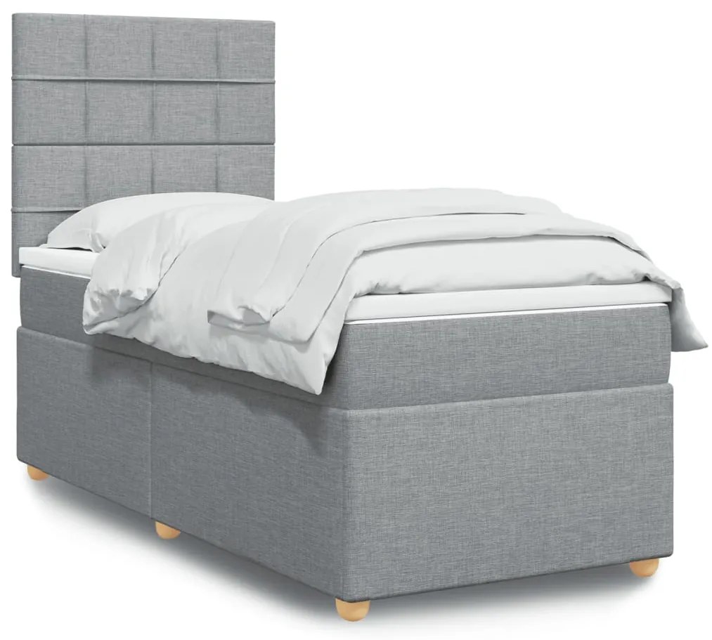 Giroletto A Molle Con Materasso Grigio Chiaro 90x200 Cm Tessuto /