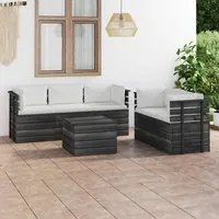 Set Divani da Giardino su Pallet 6 pz con Cuscini Massello Pino 3061889