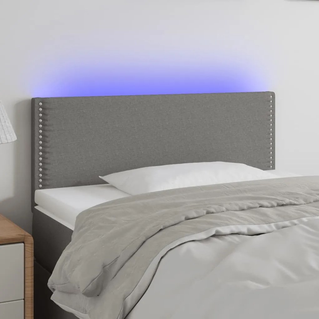 Testiera A Led Grigio Scuro 90x5x78/88 Cm İn Tessuto /