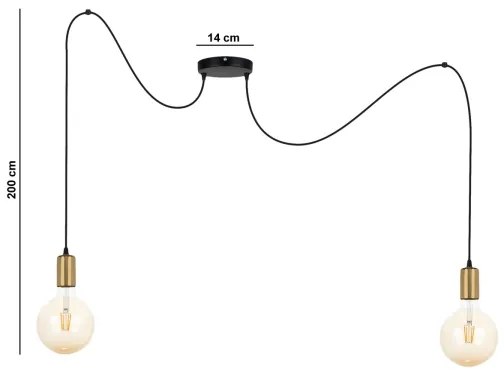 Lampadario a sospensione con filo MIROS 2xE27/60W/230V ragno nero/oro